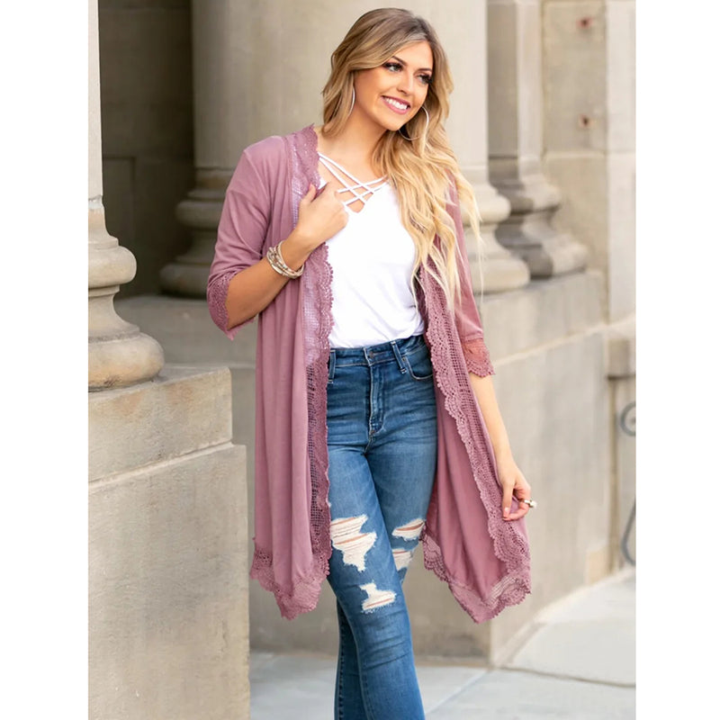 Open Front Short Sleeve Light Cardigan