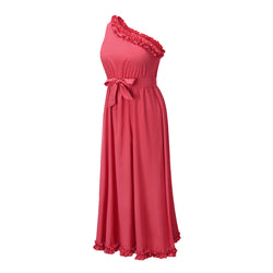 One Shoulder Tie Waist Maxi Dress