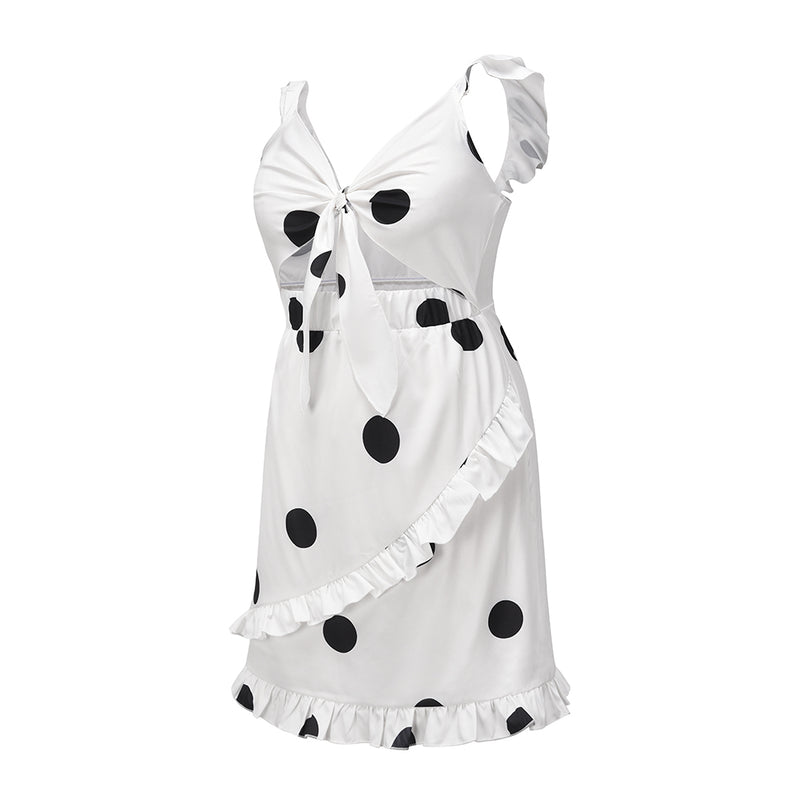 Sleeveless Ruffle Polka Dot Mini Dress