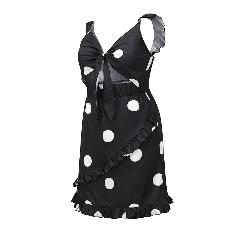 Sleeveless Ruffle Polka Dot Mini Dress