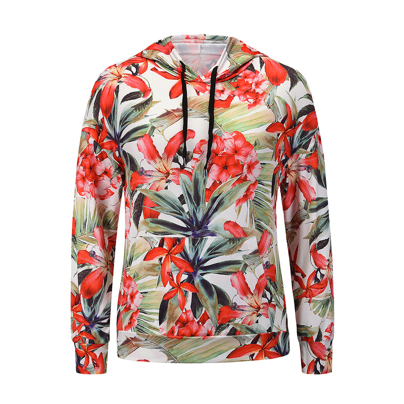 Casual Long Sleeve Floral Sweatshirt Hooded Top