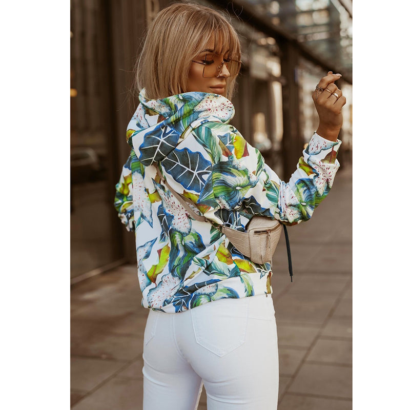 Casual Long Sleeve Floral Sweatshirt Hooded Top