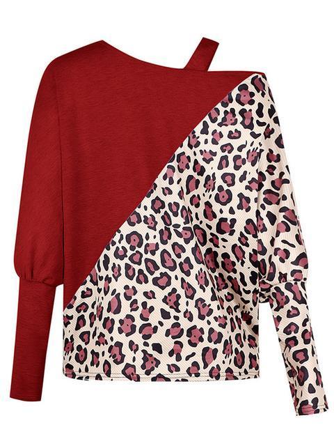 Leopard One Shoulder Bat Sleeve Top