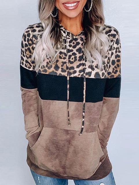 Leopard Print Drawstring Hoodie