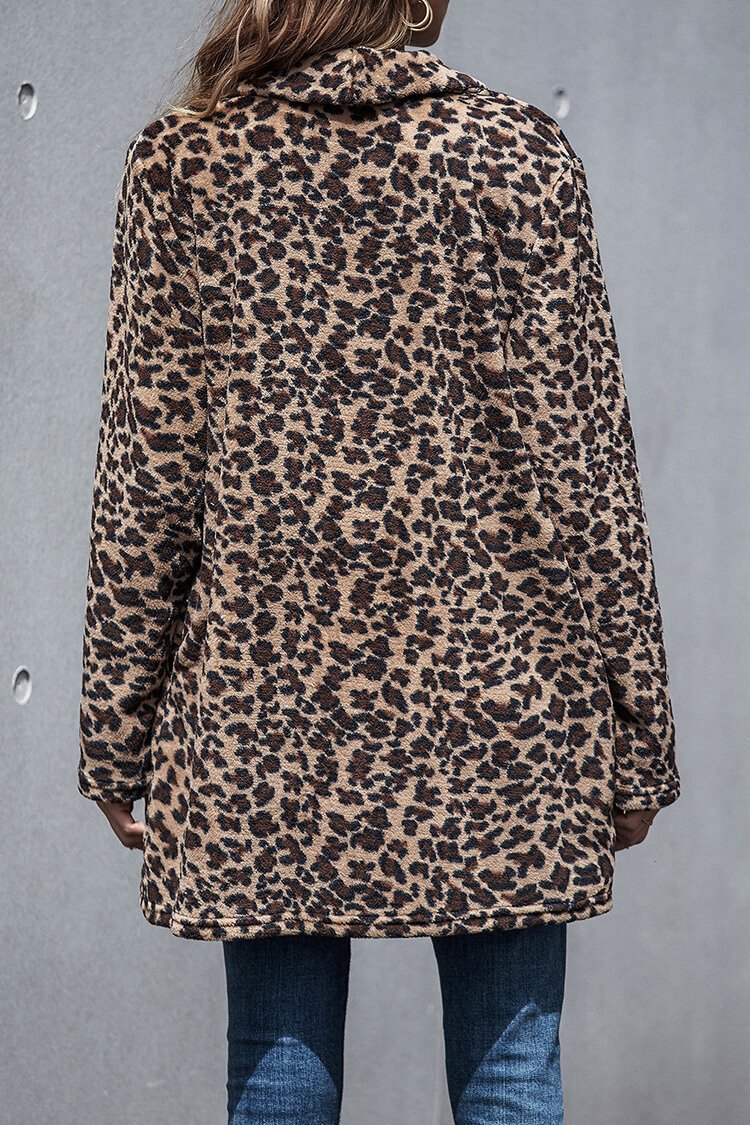 Leopard Print Lapel Long Coat