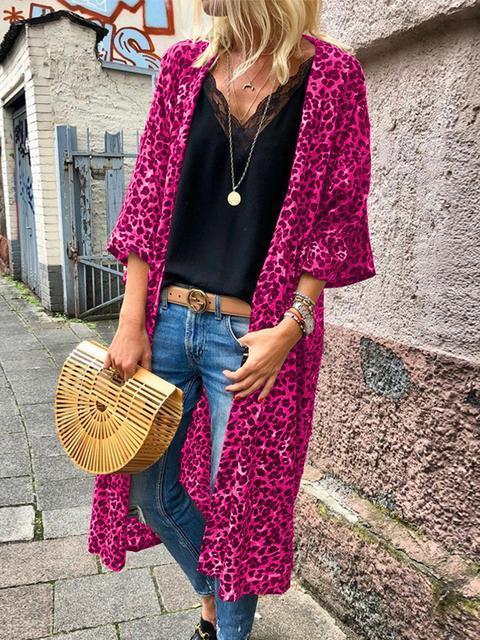 Leopard Printed Loog Sleeve Cardigan