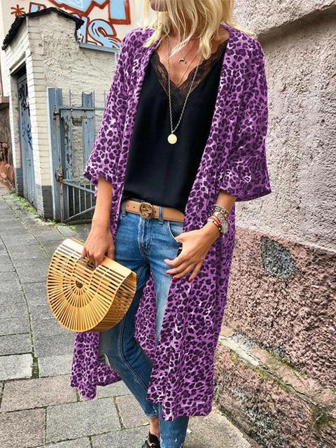 Leopard Printed Loog Sleeve Cardigan