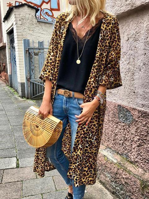 Leopard Printed Loog Sleeve Cardigan