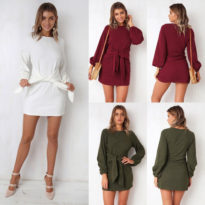 Casual Bodycon Long Sleeve Mini  Dress - Landing Closet