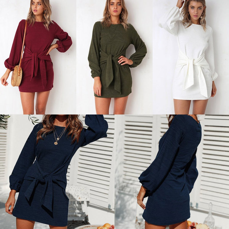 Casual Bodycon Long Sleeve Mini  Dress - Landing Closet