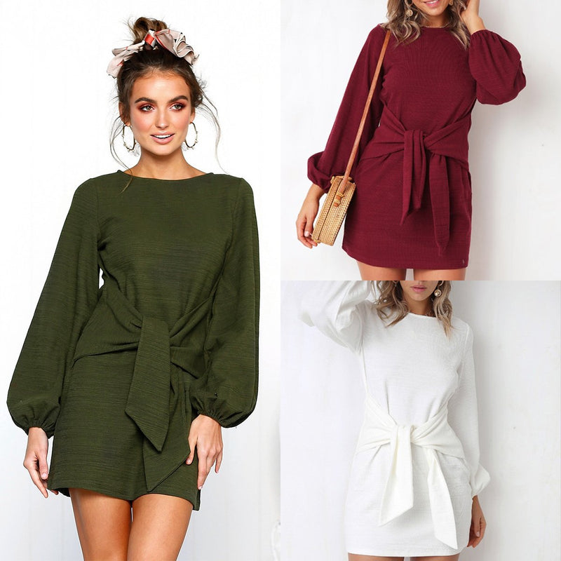 Casual Bodycon Long Sleeve Mini  Dress - Landing Closet