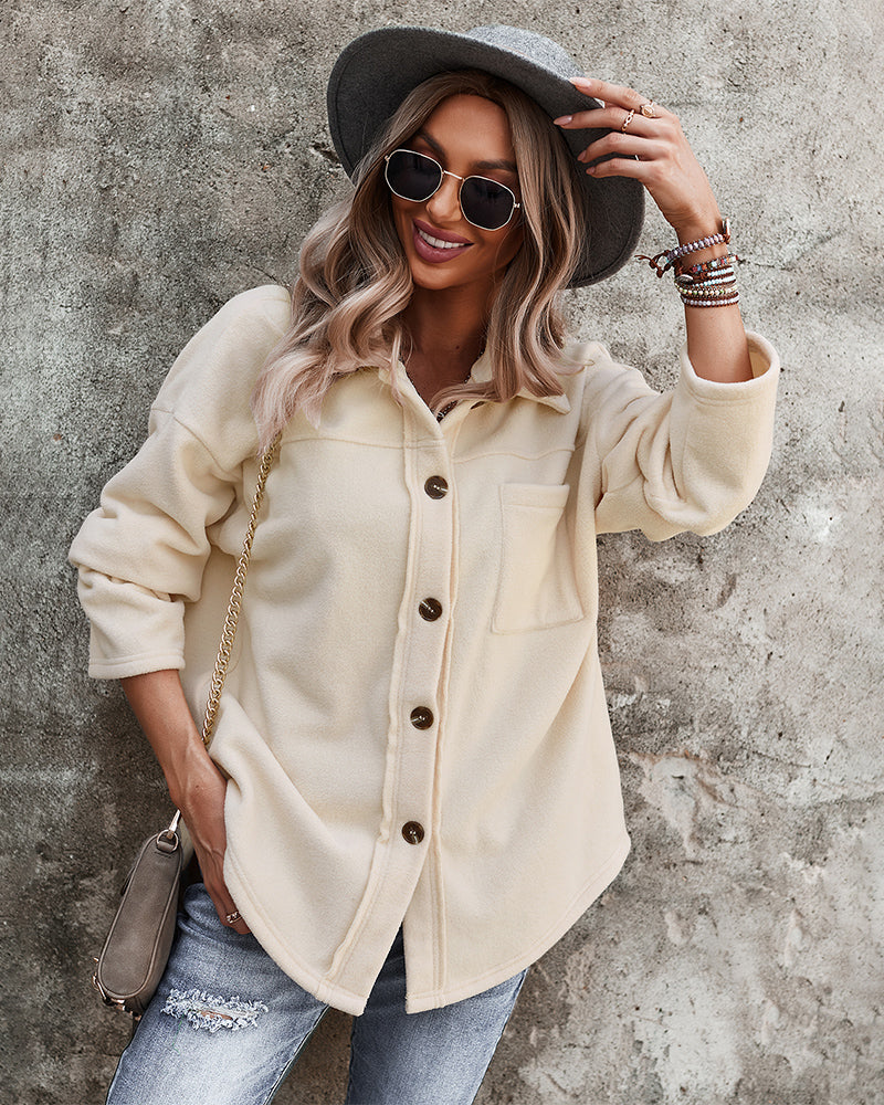 Button Down Long Sleeve Warm Jacket Top