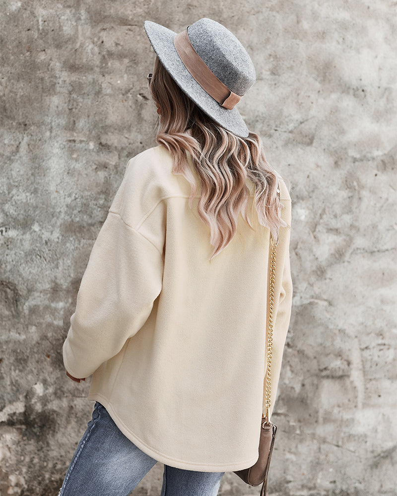 Button Down Long Sleeve Warm Jacket Top