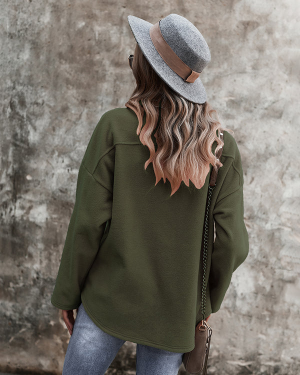 Button Down Long Sleeve Warm Jacket Top