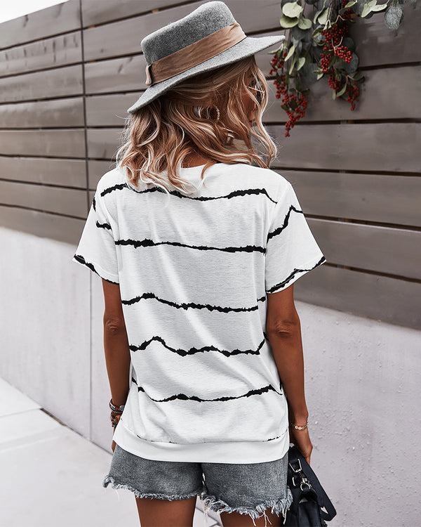 Round Neck Short Sleeve Casual T-Shirt