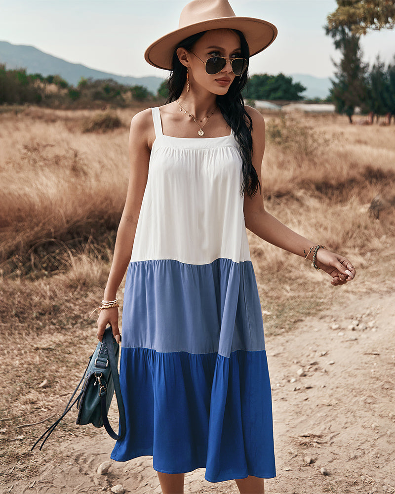 Backless Sleeveless Spaghetti Strap Midi Dress