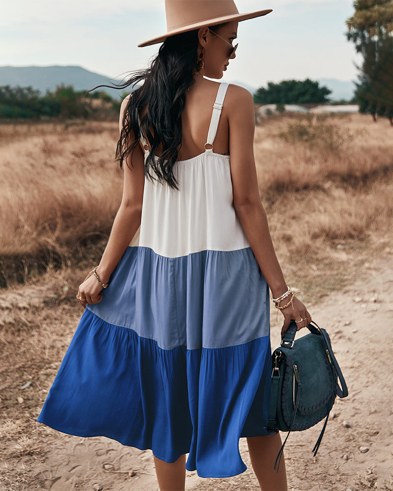 Backless Sleeveless Spaghetti Strap Midi Dress