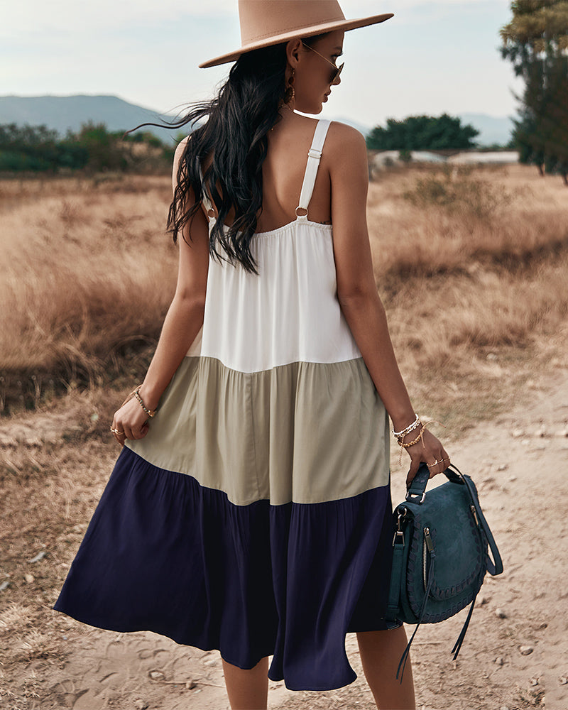 Backless Sleeveless Spaghetti Strap Midi Dress