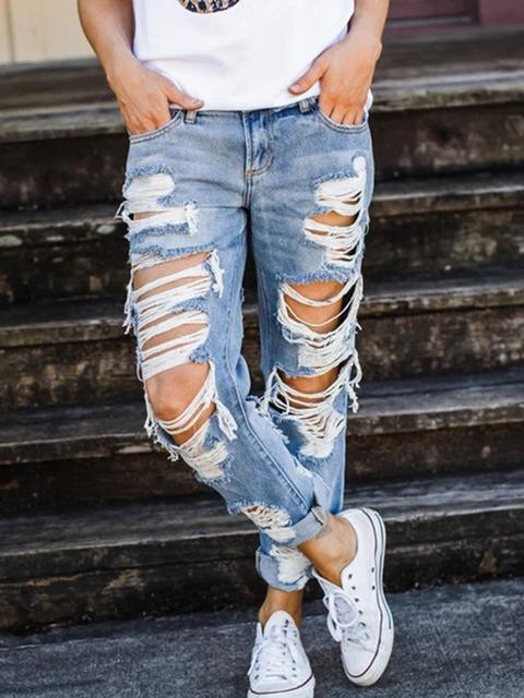 Denim Hole Loose Jeans