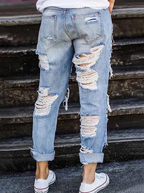 Denim Hole Loose Jeans