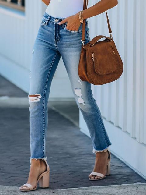 Bibbed Slim-fit Stretchy Casual Jeans