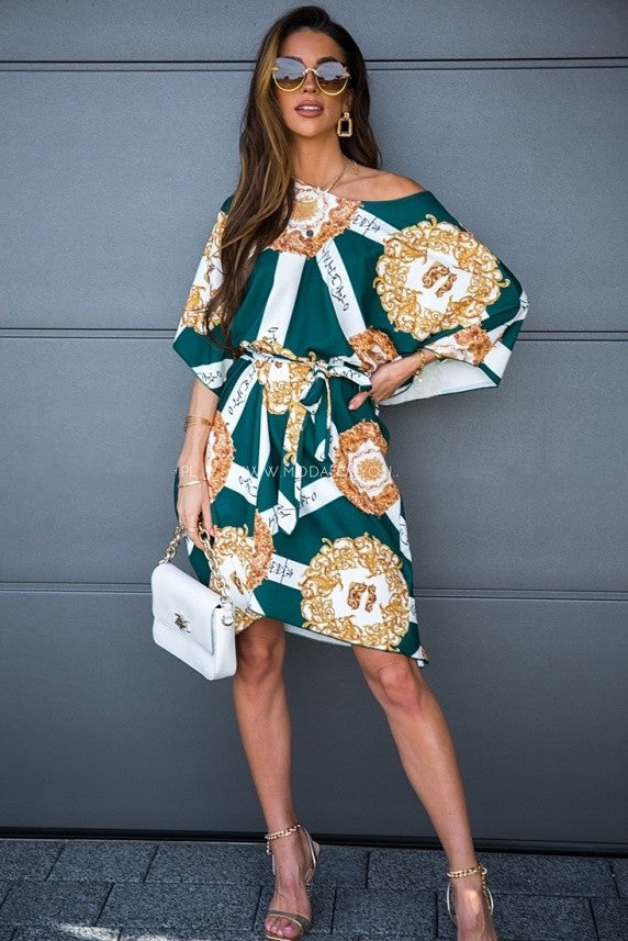 Off Shoulder Wide Sleeve Oversized Blouse Midi Dress