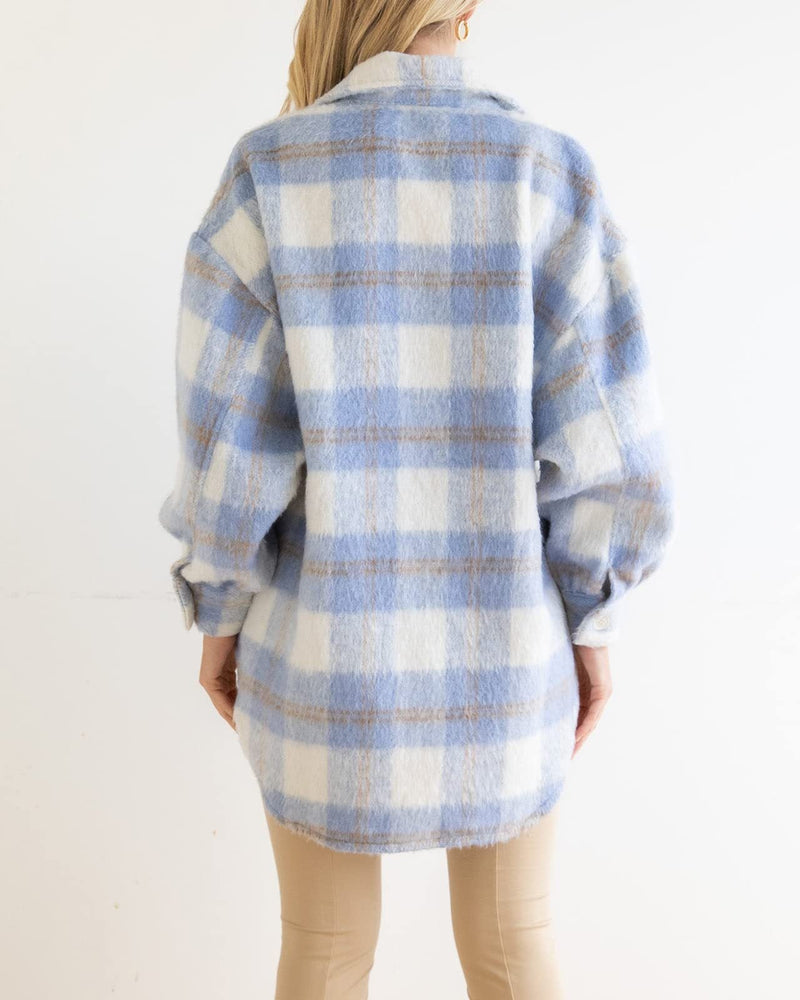 Button Down Long Sleeve Plaid Cardigan Outerwear