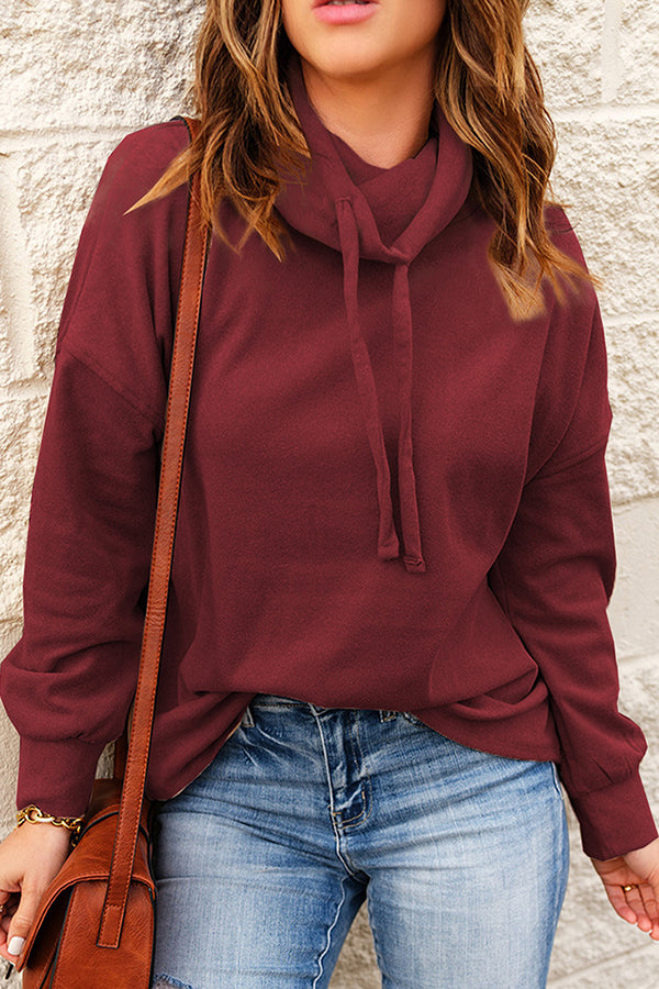 High Neck Drawstring Pullover