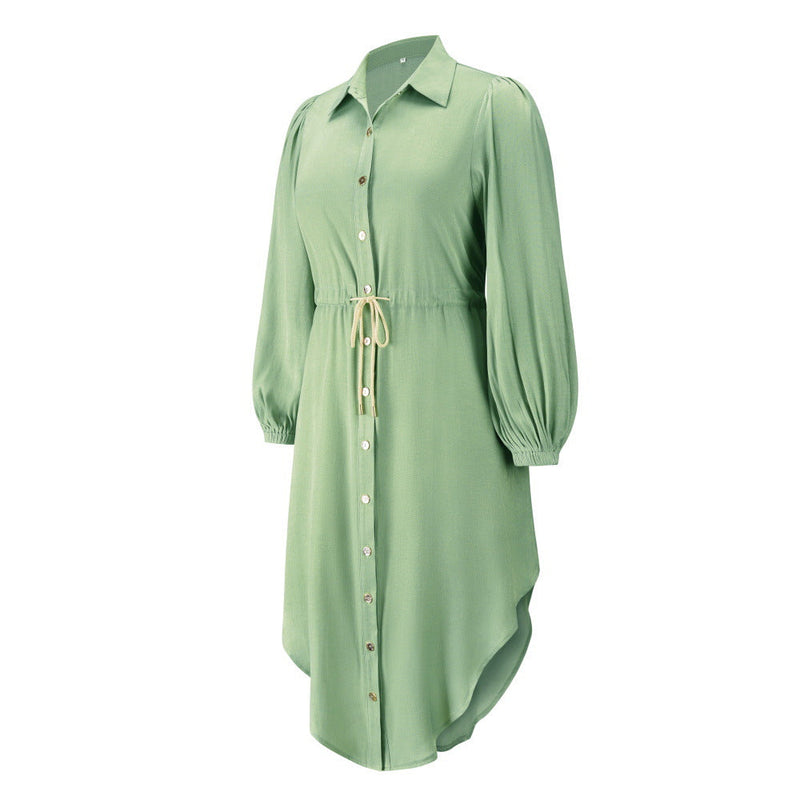 Long Sleeve Front Wrap Button Down Dress