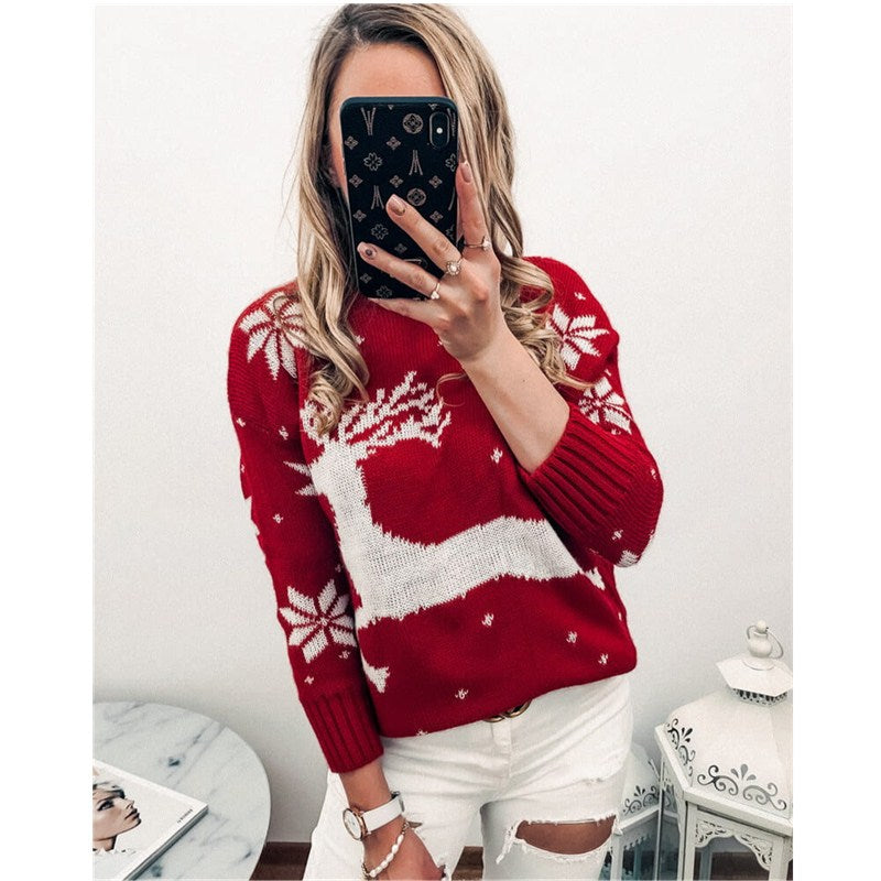 Christmas Print Crew Neck Sweater