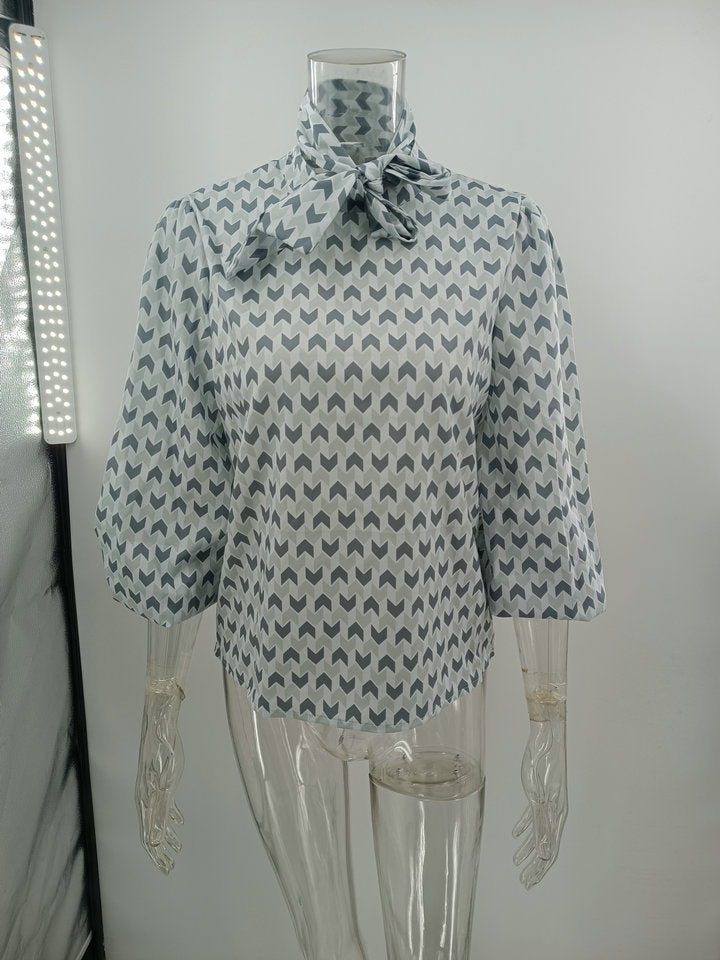 Elegant 3/4 Wide Sleeve Print Top