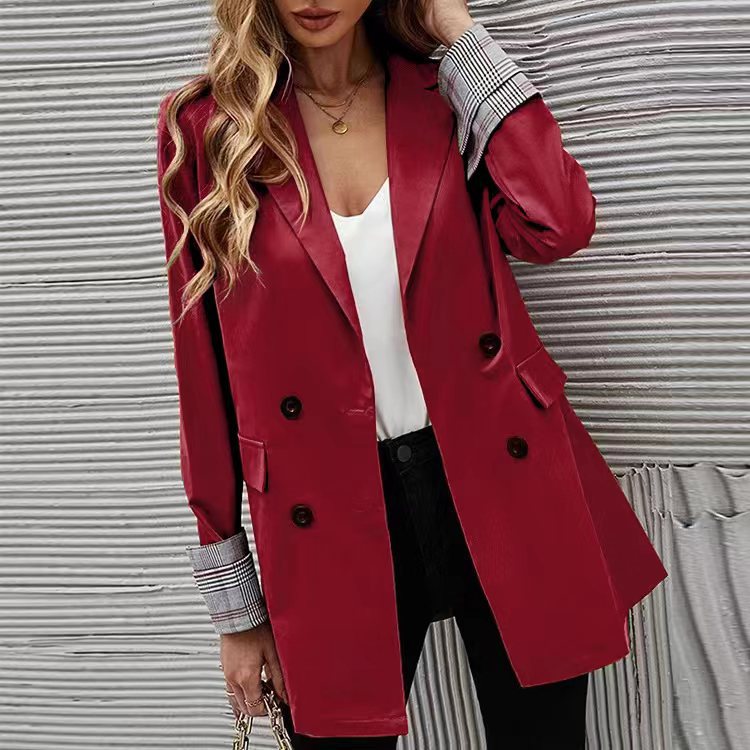 Lapel Bend Down Collar Long Sleeve Coat