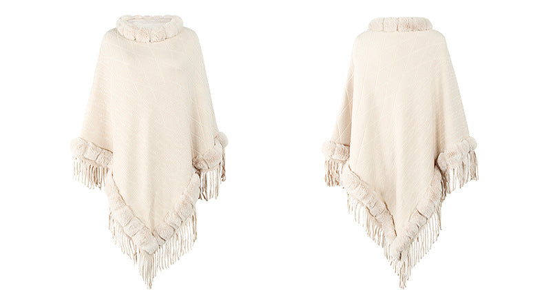 Round Neck Poncho Solid Color Cape Shawls