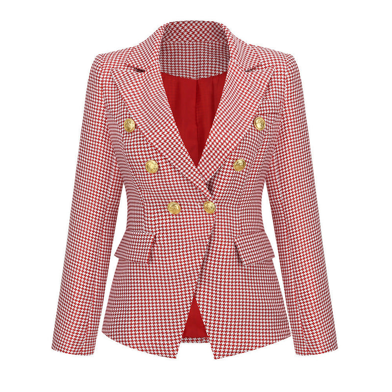 Lapel Bend Down Collar Button Blazer Coat