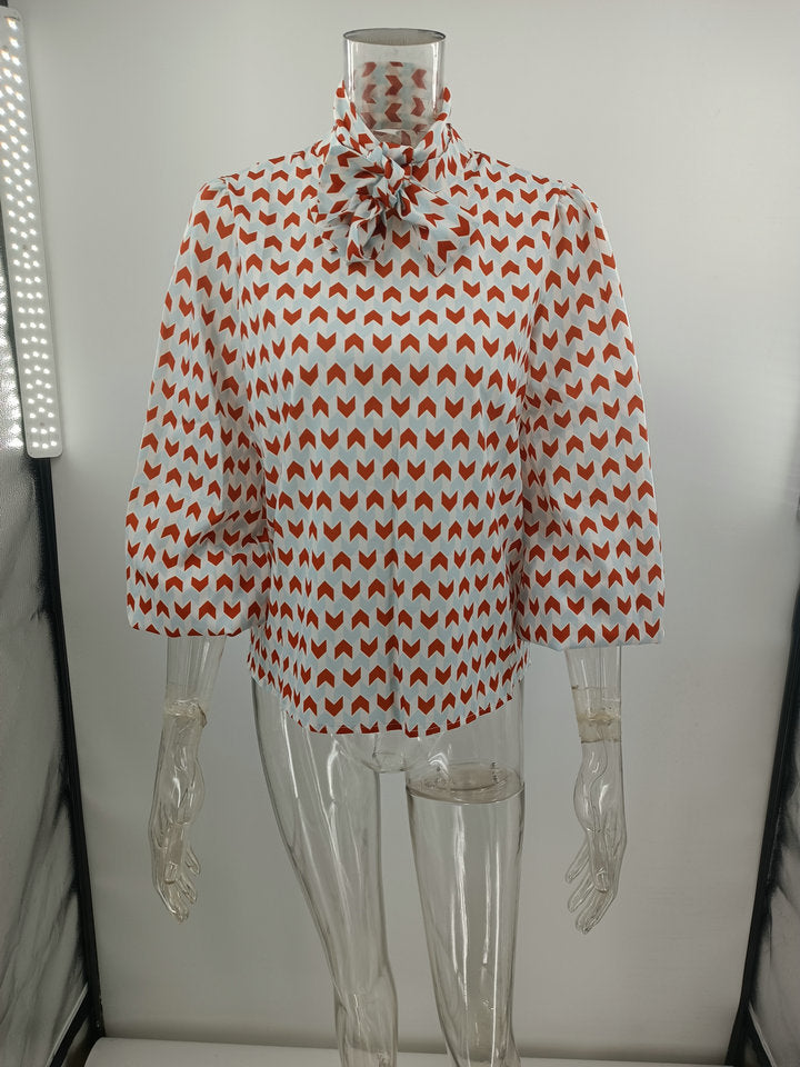 Elegant 3/4 Wide Sleeve Print Top