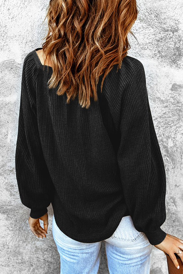 Scoop Neck Puff Sleeve Sweater