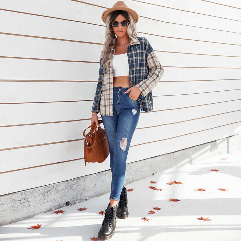 Long Sleeve Plaid Front Pocket Shirt