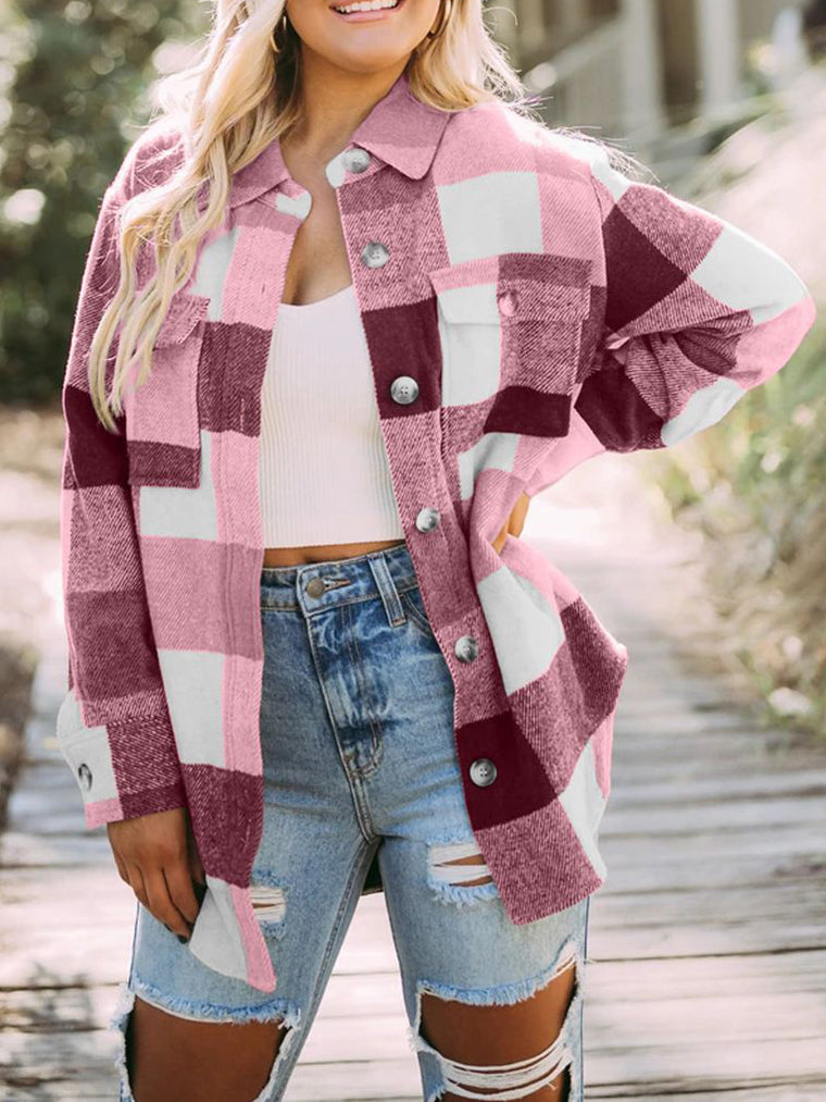 Plaid Button Down Shacket Top