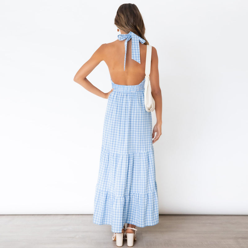 Backless Sleeveless Cross Maxi Dress