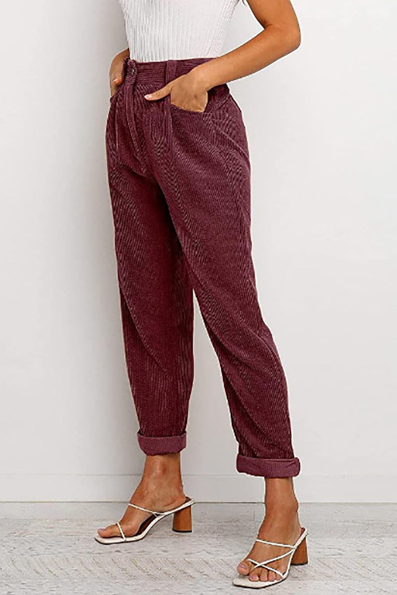 High Waisted Baggy Corduroy Pant