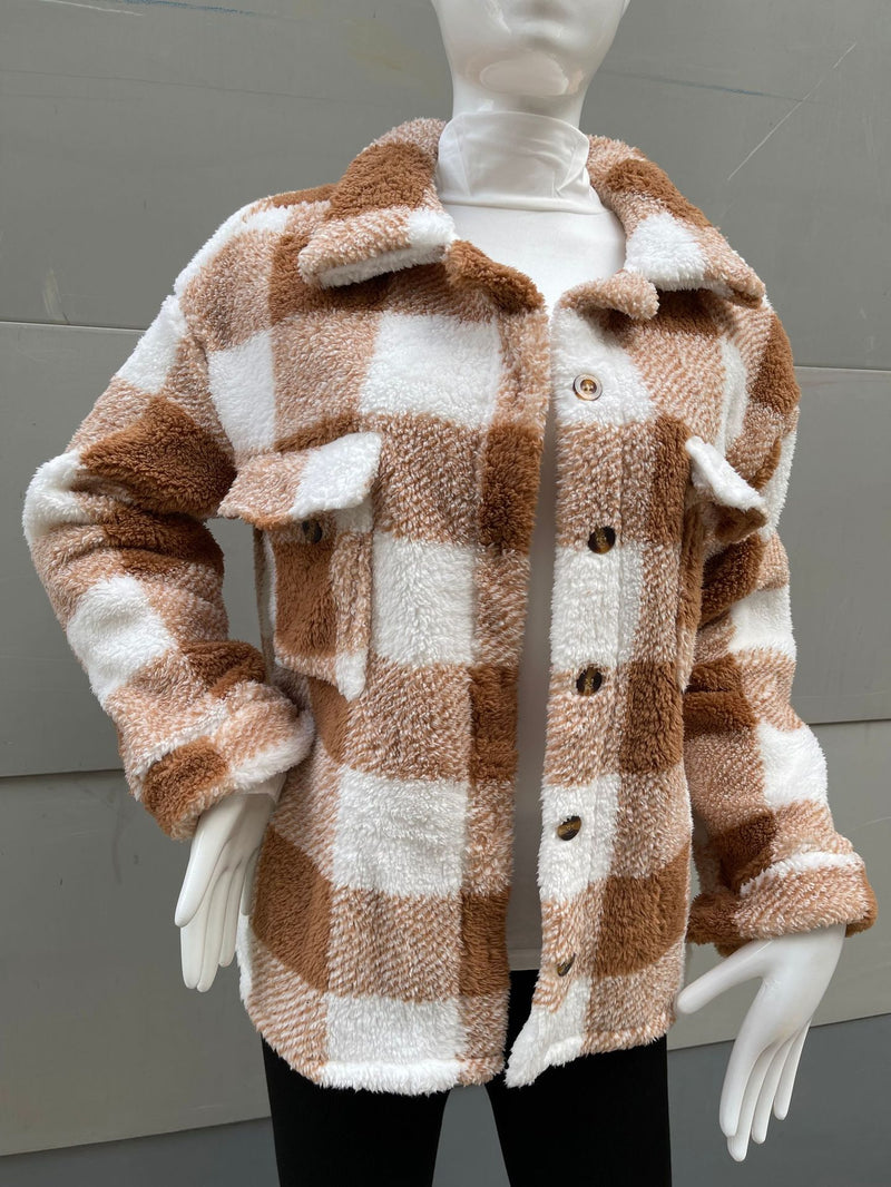 Long Sleeve Button Sherpa Jacket Coat