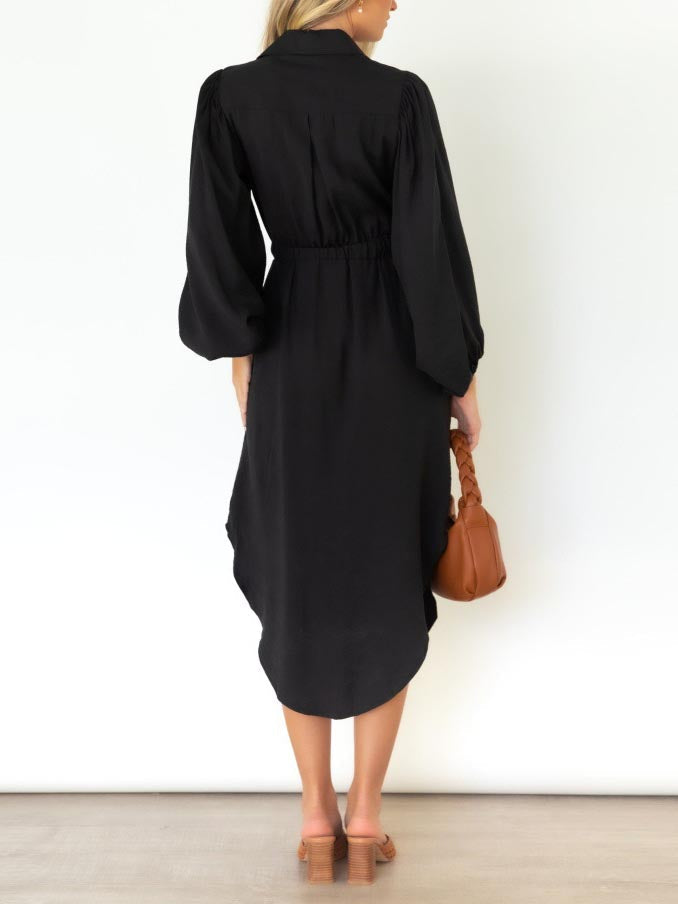 Long Sleeve Front Wrap Button Down Dress