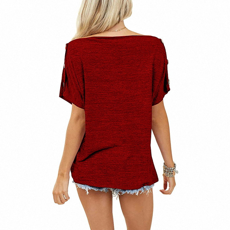 Offshoulder Solid Color Loose Blouse Top