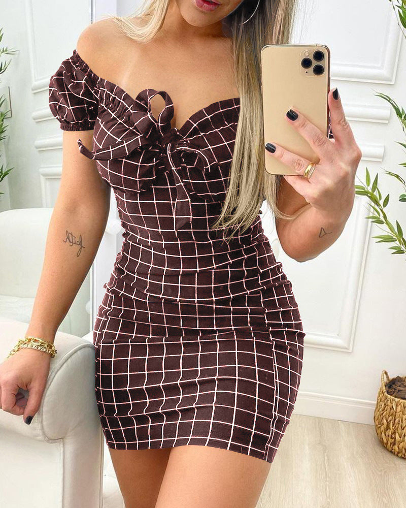 Off Shoulder Wrap Chest Bodycon Mini Dress