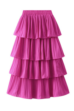 Pleated Tiered Midi Skirt