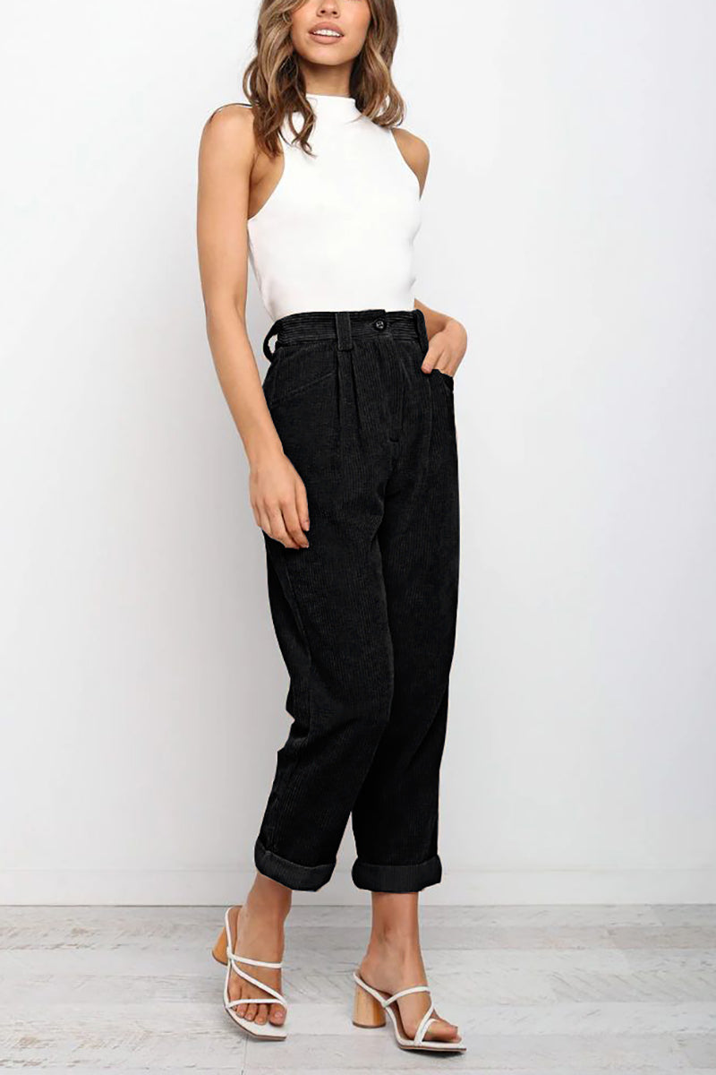 High Waisted Baggy Corduroy Pant