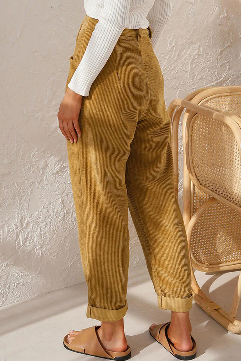 High Waisted Baggy Corduroy Pant