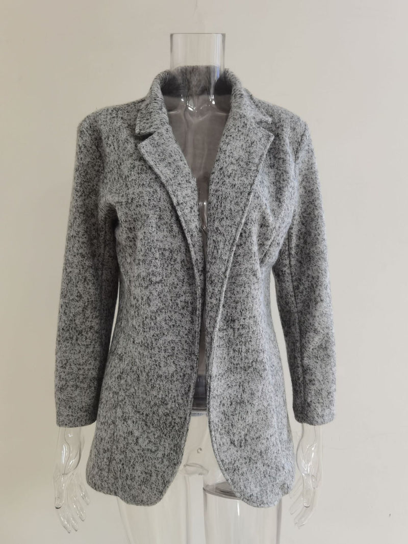 Lapel Collar Blazer Open Front Cardigan Coat