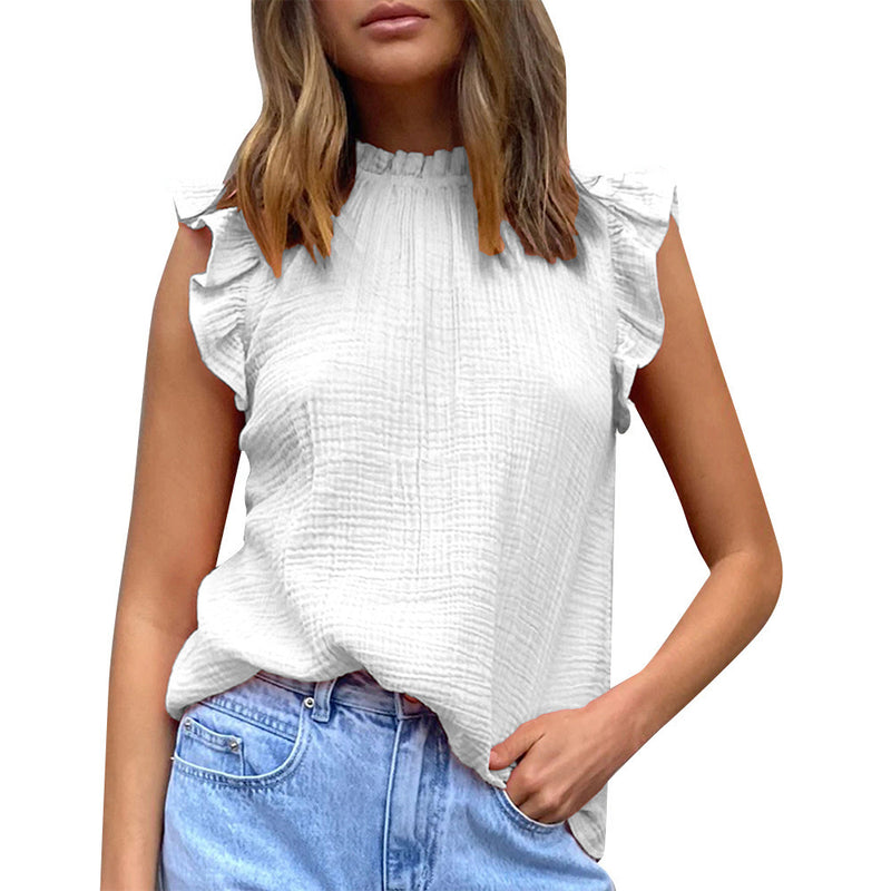 Cap Sleeve Crew Neck Casual Top