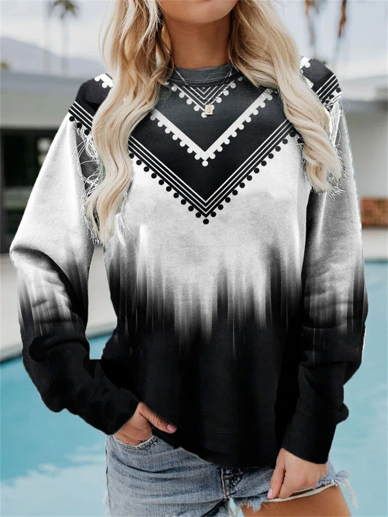 Casual Graphic Long Sleeve Round Neck Sweatshirt